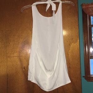 White halter open back blouse